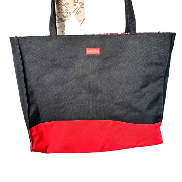 Lancome Handbags - | Lancome | Black Red Colorblock Medium Shoulder Tote Bag